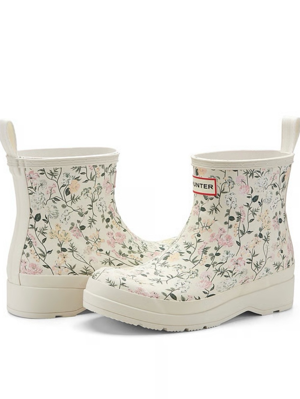 Hunter Cream Floral Short Rain Boots
